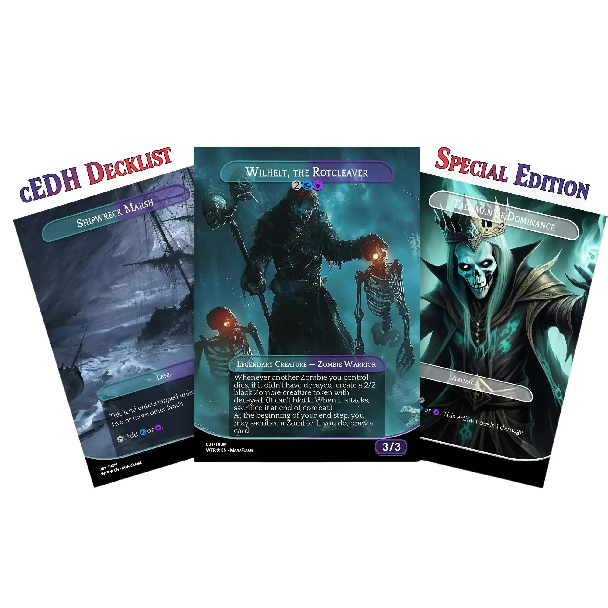 Wilhelt Zombie Tribal MTG Proxy Commander Deck - 117 Cards Set