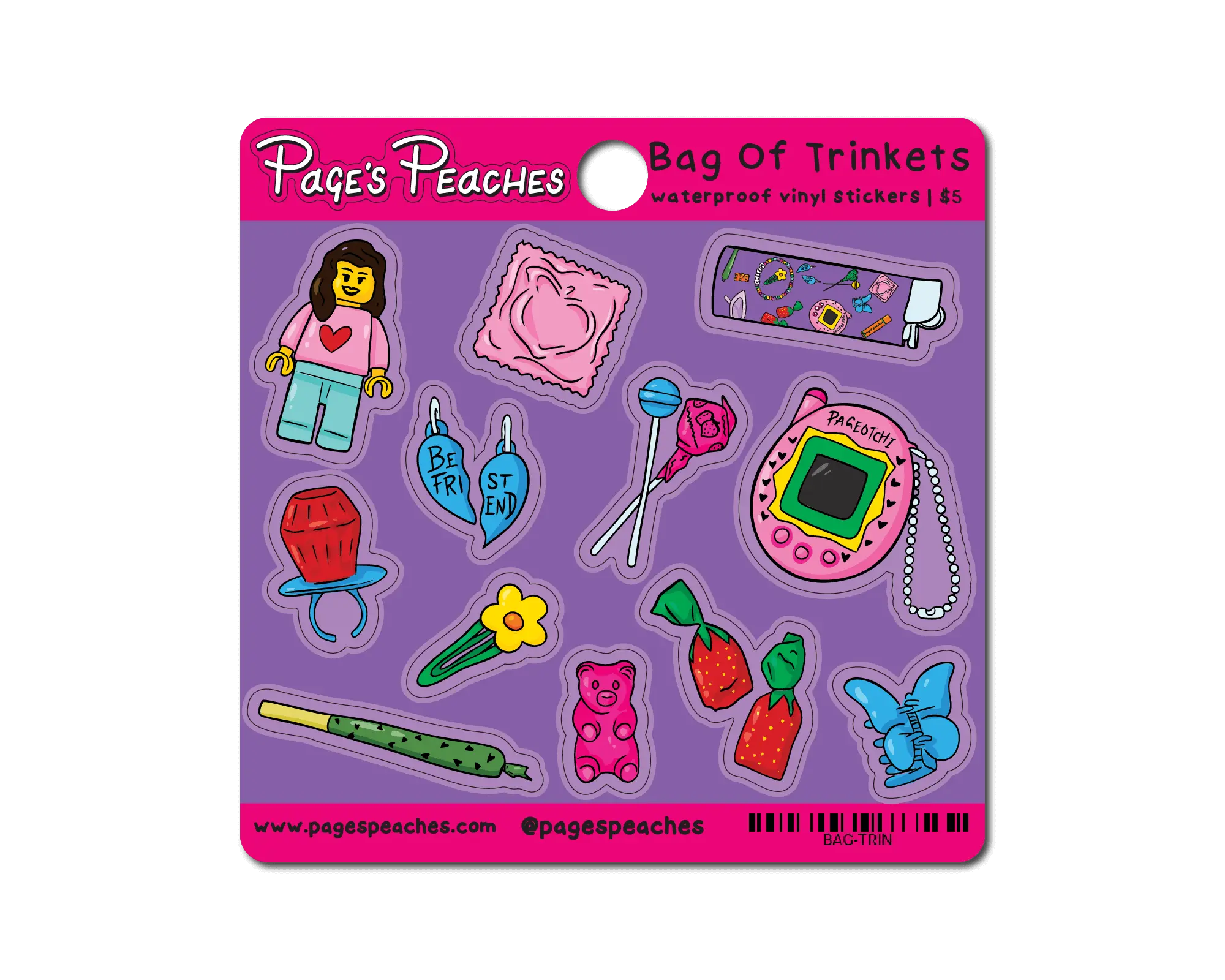 Pages Peaches Mini Sticker Sheet - Funny Tiny Stickers for Planners Journals & More Waterproof Vinyl Designs Under 1 Inch Perfect for Gifting Journaling or Hoarding