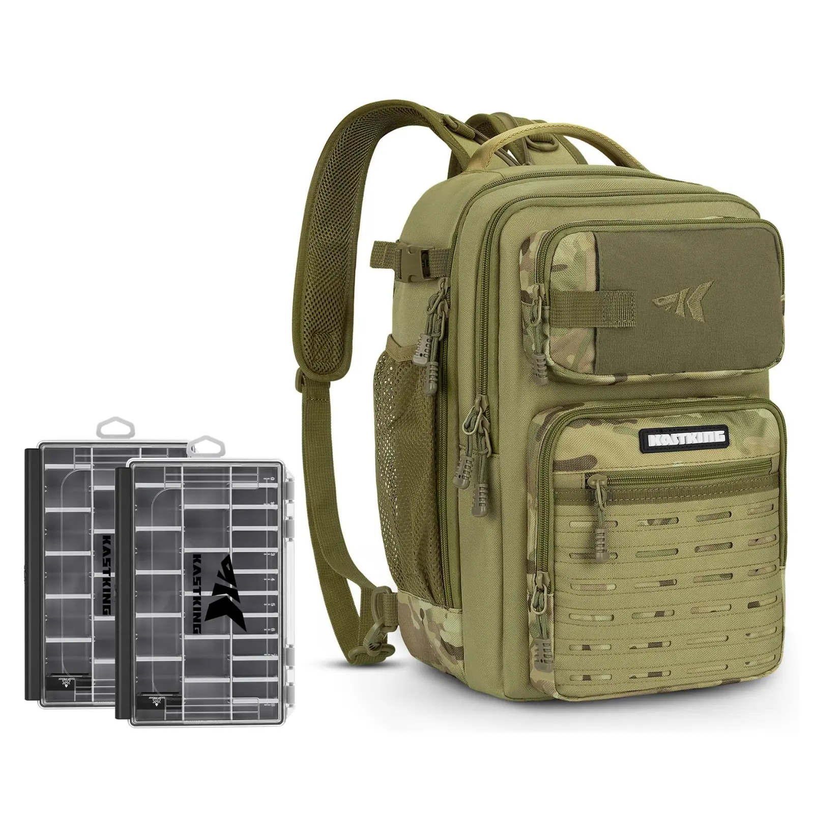 Khaki Came -With (2) 3600 Tackle Boxes