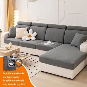 1pc Sofa Cover, Polyester Elastic Dustproof Sofa Slipcover for Living Room, Washable, Fits 1-4 Seater L-Shaped Sofas