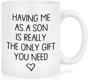 YHRJWN Gifts for Mom from Son, Having Me As a Son Is Really the Only Gift You Need, Best Mom Gifts, Funny Mom Dad Mug, Mother's Day, Christmas gifts for mom, gifts from father to son, 325 ml