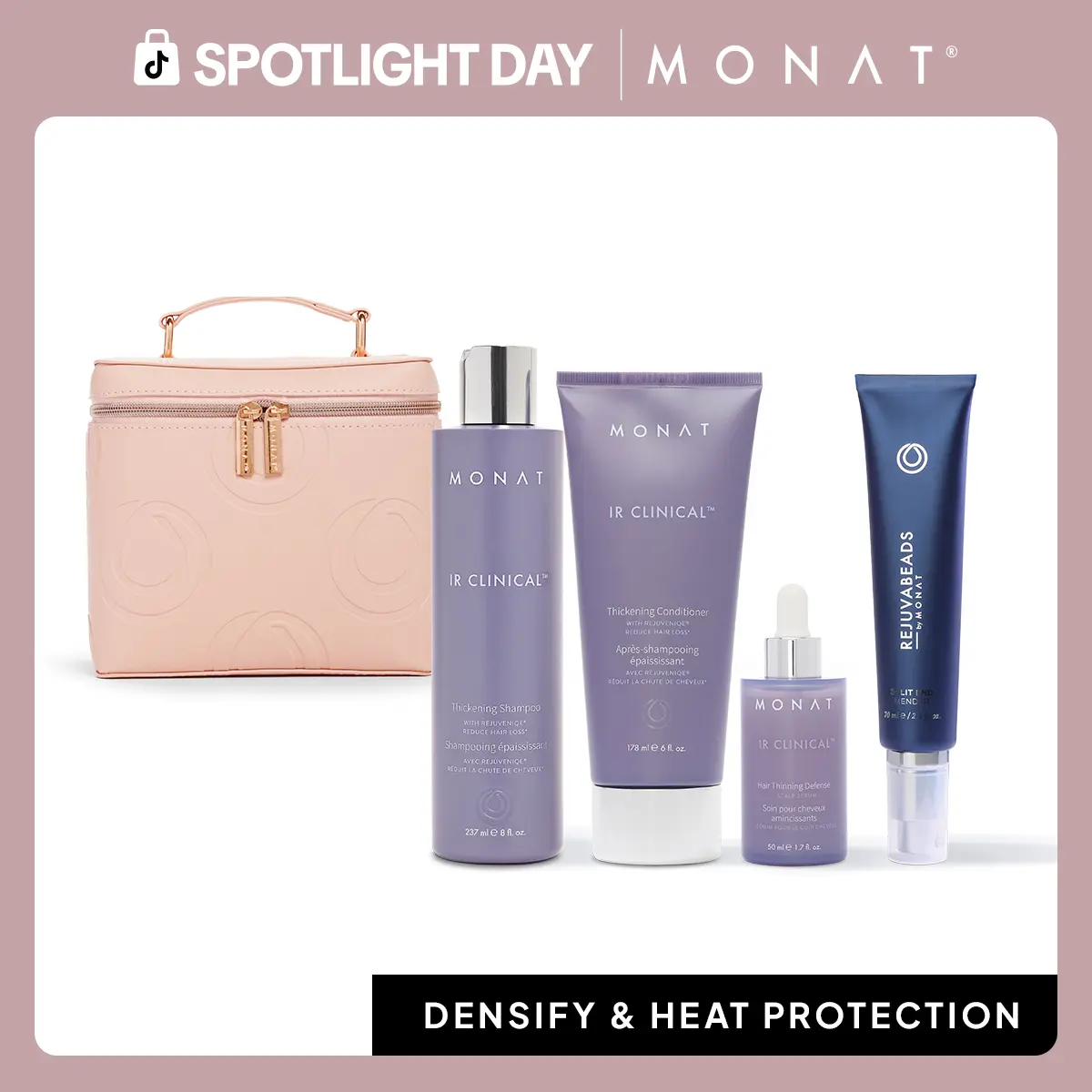 MONAT IR Clinical Hair Thinning Defense System + REJUVABEADS Split End Mender | Thickening Hair Care Set for Fuller, Stronger Hair Strengthens Hair Shampoo Smooth Repairing Serum Conditioner Cleanser Haircare