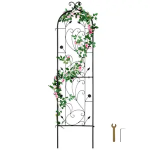 VEVOR Garden Trellis for Climbing Plants, 60x 15 in, Rustproof Metal Garden Flower Trellis, Outdoor Climbing Rose Trellis Cucumbers Support, Decorative Tall Clematis Trellis for Courtyards Lawns