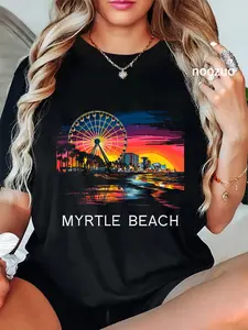 100% Cotton Myrtle Beach South Carolina Shirt Skywheel Ocean Retro T-Shirt