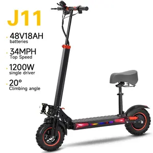 FREEBOY J11 MAX Adult Electric Scooter 1200W Motor 48V 18AH Folding E-Scooter 11 Fat Tire E-Mountain Scooter