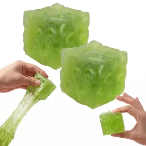 Jumbo Cheese Cube Squishy Toy, Shapeable Big Cheese Squeeze Ball, Slow Rising TPR Stress Ball, Soft Sensory Fidget Desk Toy for Teens & Adults, 1pc