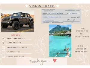 JACQUELINE MILLAN Vision Board Poster - Manifestation Board Dream Board Law of Attraction (17 x 11) (BEIGE)