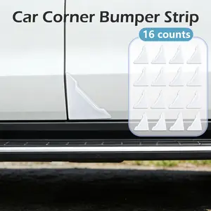 16 Counts transparent corner protection strips for vehicle corners, self-adhesive design for easy tool-free installation