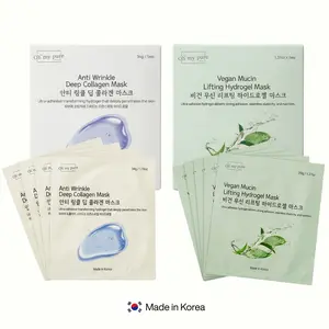 Korean Hydrogel Face Mask  - Anti-Wrinkle Collagen & Vegan Mucin Sheet Mask Set for Glowing Skin, Fine Lines, Hydration & Firmness | Sensitive Skin Friendly K-Beauty Skincare Peel Off Moisturizing Face Care