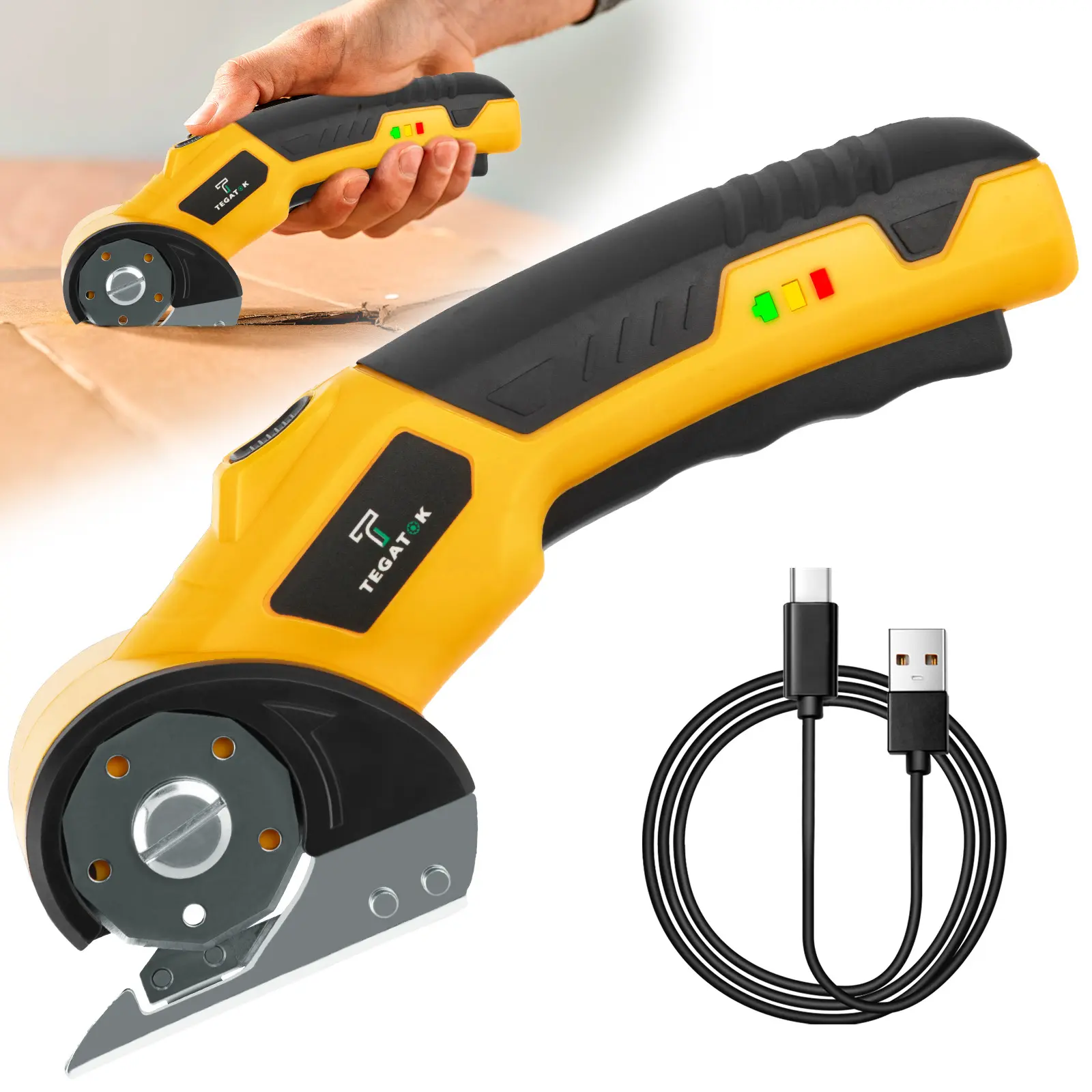 【DealsForYouDays】Cordless Electric Scissors with USB-C Fast Charging - Heavy-Duty  Electric Box Cutter  for Clothing, Carpet, Cardboard, Fabric - Professional & DIY Use, Ergonomic Grip, Compact & Portable Design