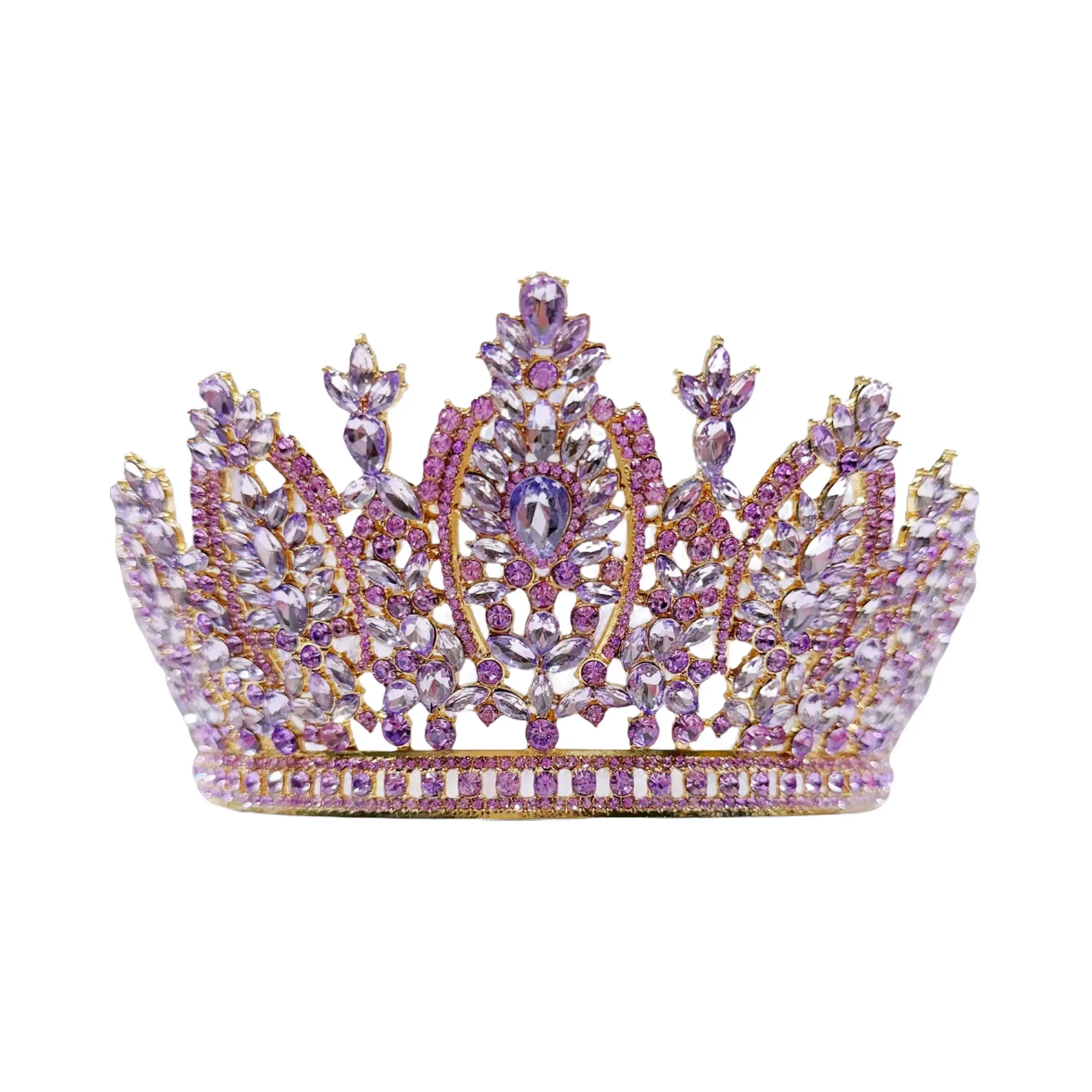 Lavender Crystal Crown, Glamorous Gold Fantasy Tiara for Women, Princess Aesthetic Headpiece for Weddings & Birthdays, Female, Metal,Crystal, Bling Hair Crowns & Tiaras, Luxury