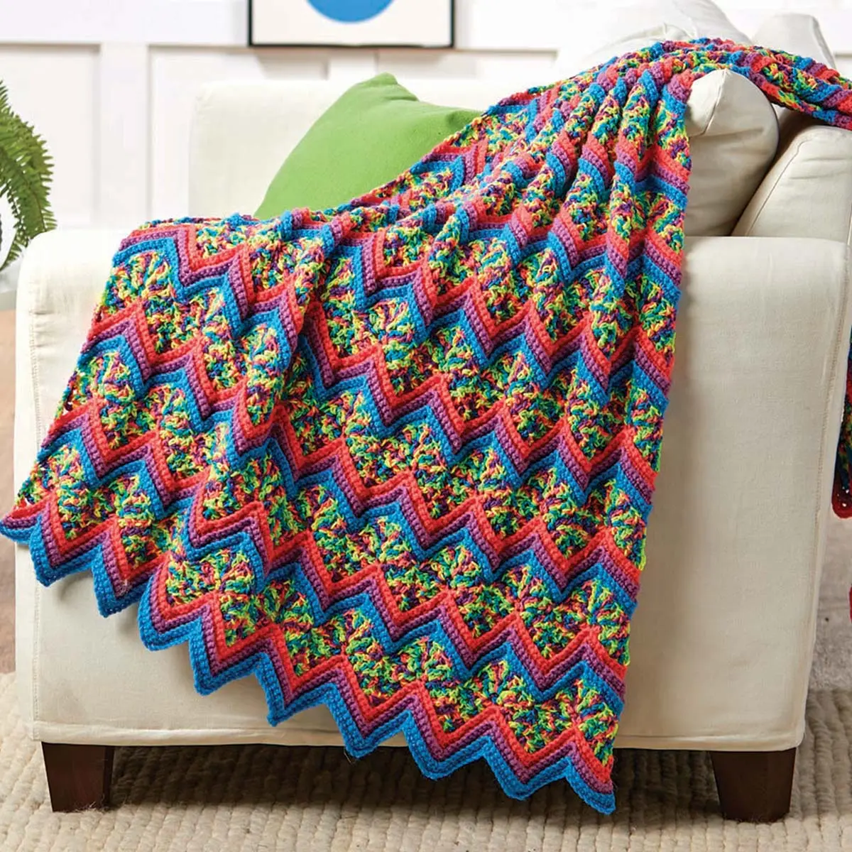 Herrschners  Glowwave Ripple Afghan Crochet Kit