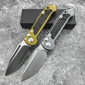 MICR Gen III Portable Outdoor Multifunctional Tool, Made with Durable D2 Steel, Anti-slip Sturdy Aluminum Handle, One-hand Operated with Pocket Clip, Versatile Gear for Camping and Daily Carry, Ideal Birthday Gift sharp edc folding knife