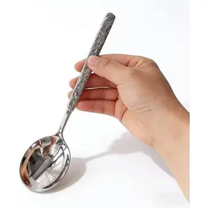 304 Stainless Steel Soup Spoons, 7.7 in Large Round Bouillon Spoons, Thick Tablespoon, Dishwasher Safe, 4-