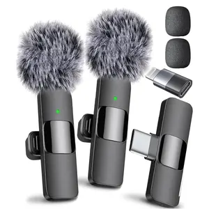 Wireless Microphone Set, Professional Wireless USB Rechargeable Mic, Directional Sensing Lavalier Microphone, Recording Microphone for Interview, Audio for Podcast, Vlog, Video