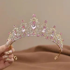 Children's Princess Crown Crystal Tiara Girls Hair Accessories High-end Atmosphere Dance Performance Birthday Gift Crown