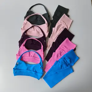 Seamless Yoga Suit Women's Beauty Back Sports Bra Lingerie Peach Buttocks Fitness High Waist Legigngs Gym Yoga Suit Pilates Set tracksuits men Backless Halter Crop Top Zip Front Three-Piece Scrub Jacket Patchwork Two-Piece Men's Velour