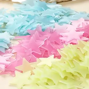 100pcs Mixed Color Glow-In-The-Dark Stars Decorative Stickers, Wall & Ceiling Decor, Modern Simple Home Decoration, Perfect Gift Choice