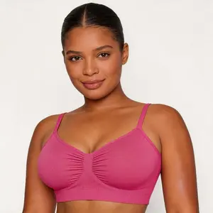 TYB Women's Wireless Sculpt Bra Comfort Bralettes No Underwire Unlined Cami Bra Seamless Tshirt Bras Sports Bra Bralette Basic Comfortable Fit Womenswear Everyday Up to 44DD