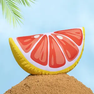 Fruit Outdoor Shaped Pillow Series Grapefruit Shaped Waterproof Outdoor Throw Pillow with Leather Decoration, Decorative Cushion for Fun Home Decor Patio Pool, Pink and White, 9.5 x 18 inches