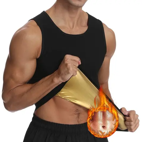 Men Heat Trapping Vest Pullover Sweat Enhancing Shirts Workout Tank Top Sauna Shapewear Waist Trainer for Compression Fitness Activewear