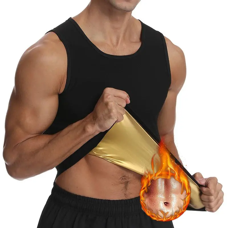 Men Heat Trapping Vest Pullover Sweat Enhancing Shirts Workout Tank Top Sauna Shapewear Waist Trainer for Compression Fitness Activewear