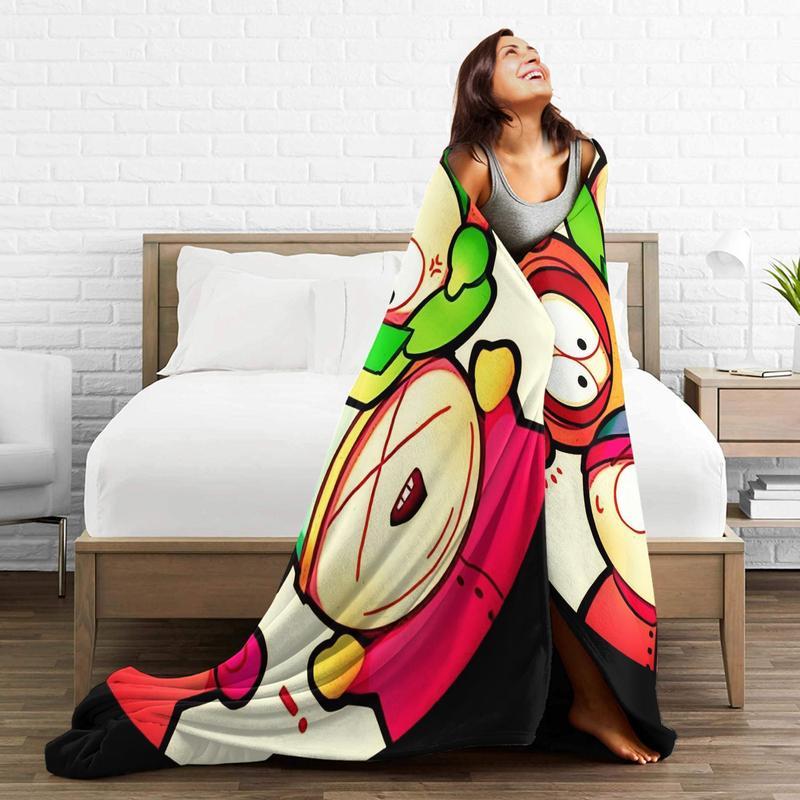 South Park 2 Theme Soft Flannel Blanket - Vibrant Cartoon Character Design, Essential for Home, Office, and Travel, Perfect Christmas Birthday Gift soft flannel sofa