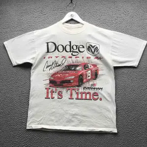 Vintage 2001 Casey Atwood Dodge T-Shirt Mens Medium Short Sleeve Graphic White, Racing Shirt, Unisex T-Shirt, For Men Women Menswear Top Streetwear