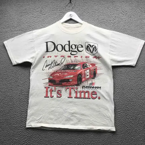 Vintage 2001 Casey Atwood Dodge T-Shirt Mens Medium Short Sleeve Graphic White, Racing Shirt, Unisex T-Shirt, For Men Women Menswear Top Streetwear