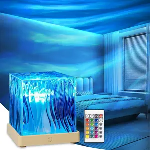 Cube Lamp Ocean, 18 Colors Northern Lights Projector with Remote, 30 Lighting Modes Ocean Wave Projector Light Galaxy Projector, Ambient Lighting Room Decor Water Light for Teen Girls