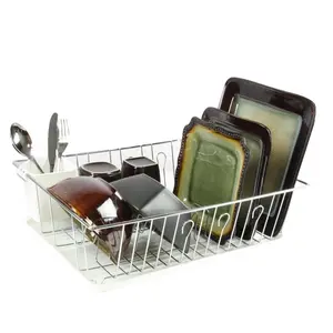 212 MAIN Plastic Dish Drying Rack Organizer DR-102, 17.5 in. Single-Layer Rectangle Model with 14 Plate Positioners, Detachable Utensil Tray for Camping, Hiking Outdoor Adventures
