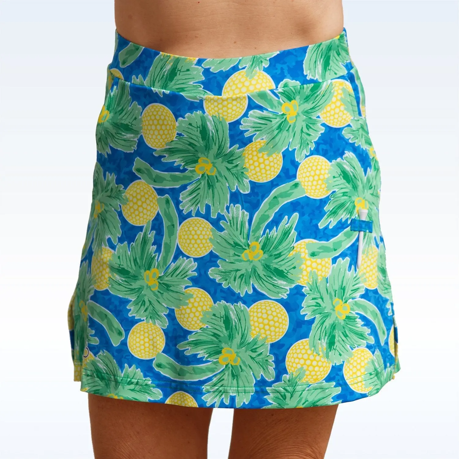 Female Sporty Chic Skort with Palm Print, Built-in Compression Shorts, Pockets, and Lightweight 4-Way Stretch Fabric