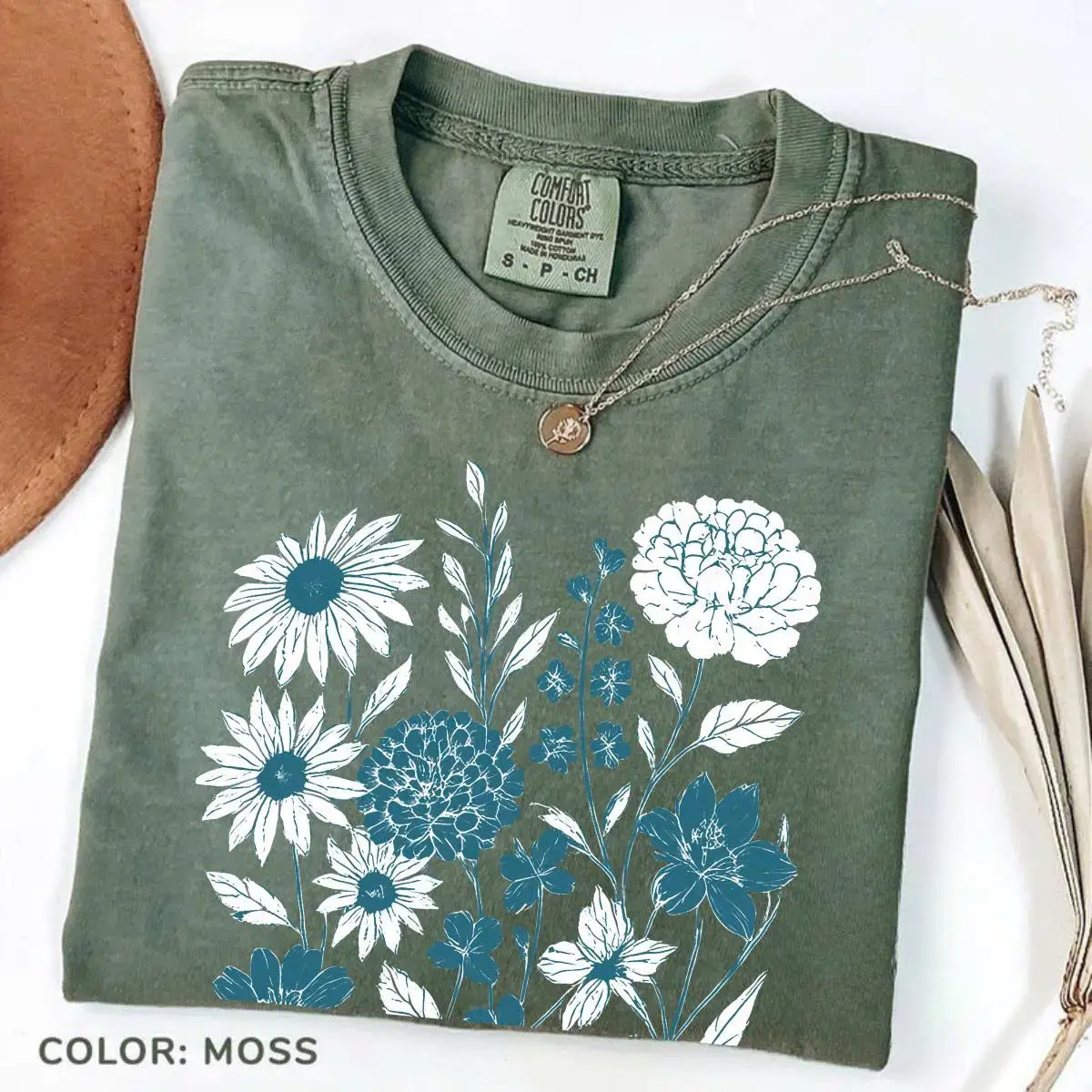 Comfort Colors Vintage Pressed Flowers T-Shirt Botanical Floral Tshirt Boho Cottagecore Tee Wildflowers Floral T-Shirt Gift for Gardener