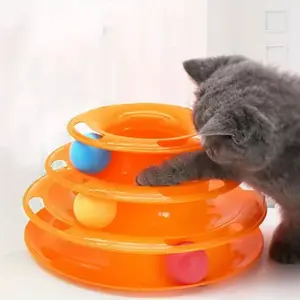 3-Tier Spinning Cat Toy - Interactive Teaser with Balls for Kittens & Adult Cats Keep Your Feline Entertained for Hours with This multi-level Spinning Cat Toy! The 3-tier Rotating Design with Dangling Balls Stimulates Your Cat's Natural Hu