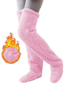Women's Fuzzy Thigh high Socks Over Knee High Plush Slipper Winter Indoor Sleeping Fluffy Long Leg Warmers