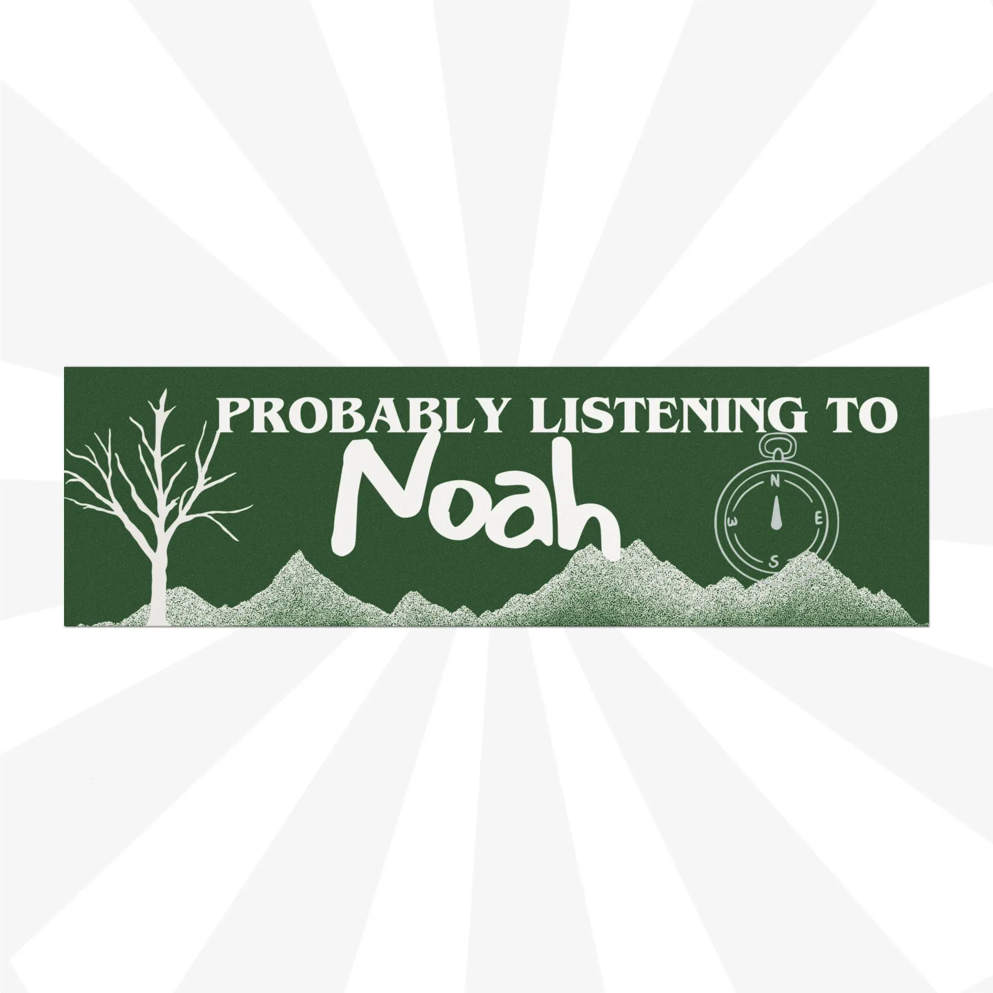 Probably Listening to Noah Car Magnet, Funny Music Lover Bumper Magnet, Mountain Compass Aesthetic Vehicle Decor, Fan Gift for Drivers