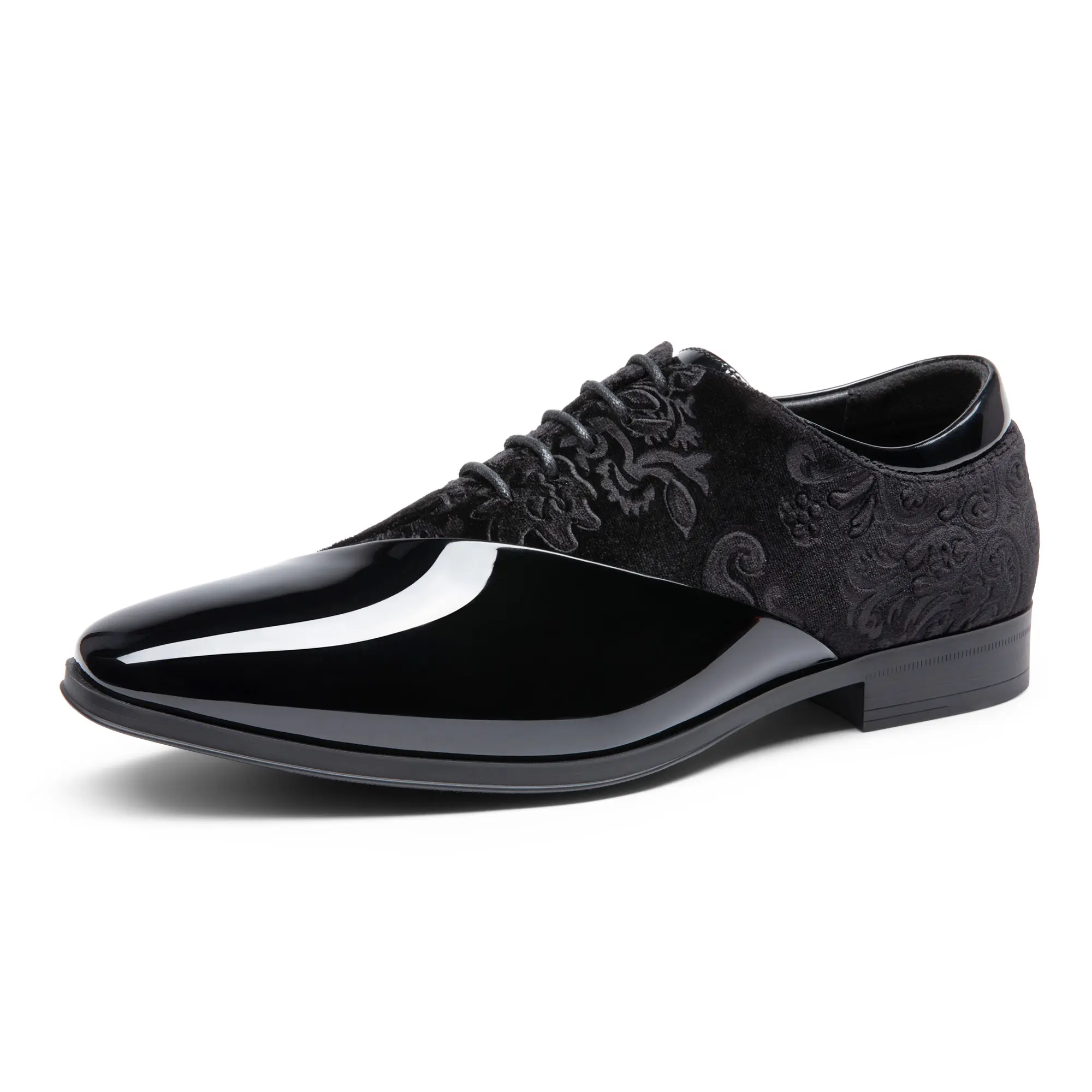 BRUNO MARC Men's Patented Oxford Shoes - Lace-Up, Round Toe, Velvety Texture, Formal Tuxedo Fit, Business Casual, All-Season Black Footwear for Men, Business Casual Shoes,sohochic
