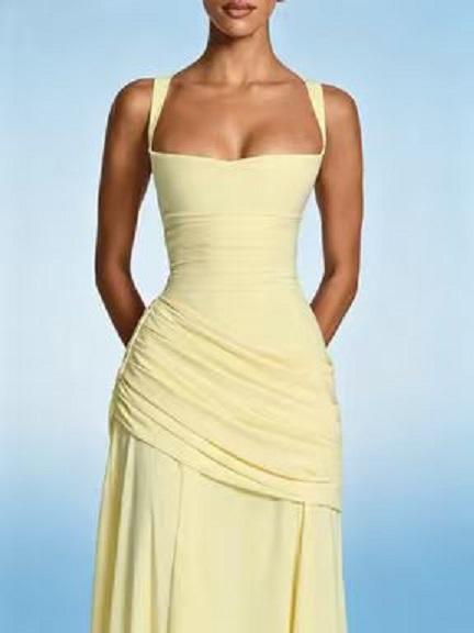 2026 Spring Summer Elegant Ruched ChiffonFormal Gown, A-Line Cross Back Spaghetti StrapProm Dress, Wedding Guest Bridesmaid PartyOutfit