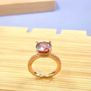 DLS Jewelry S925 Silver 3ct Moissanite Delicate Suset Color Elegant Ring