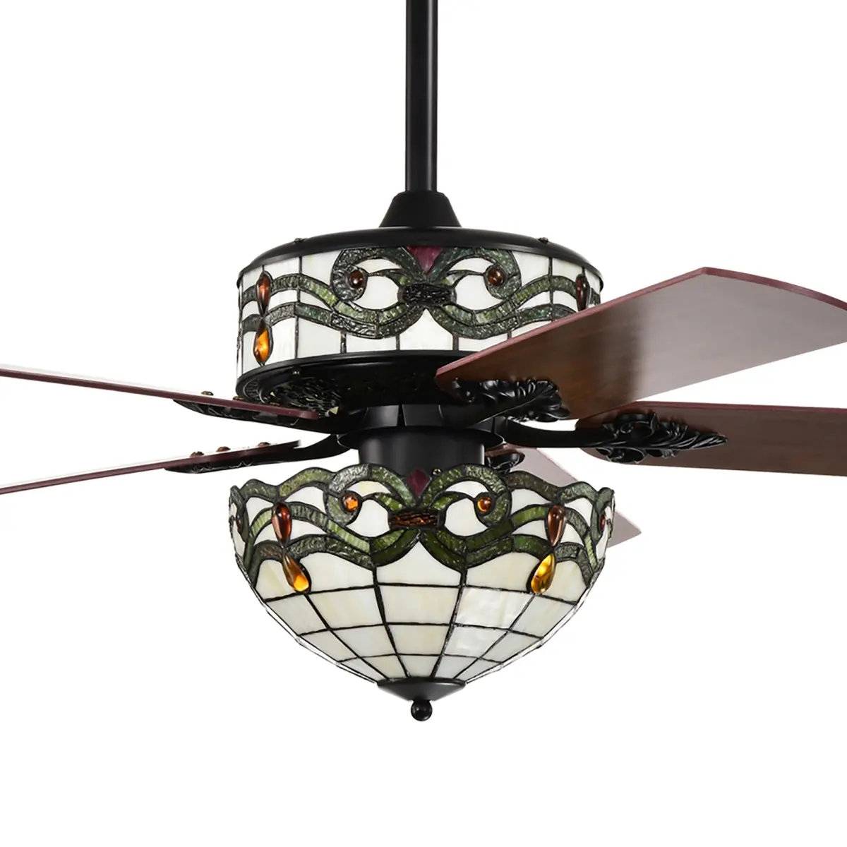 Warehouse of Tiffany AW01W21MB Elke 52 in. 6-Light Indoor Matte Black Finish Ceiling Fan