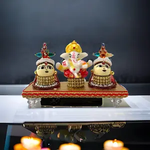Lord Ganesha with Riddhi Siddhi Goddess Idol | Spiritual Gift for Home & Car | Perfect for Housewarming, Pooja, Diwali Favors | Enrich Tradition