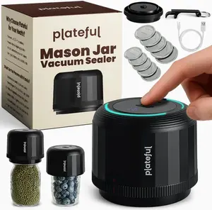 Electric Mason Jar Vacuum Sealer Kit | Includes Lids Opener & Charger | Fits Wide And Regular Mouth Jars, Portable Jar Vacuum Sealer For Canning & Food Storage