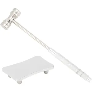OLYCRAFT Mini Steel Jewelry Hammer - 6.3x1.3 Inch Dual Head With 1.6x2.4 Inch Steel Plate - Mallet for Metal Stamping, Watch Link Remover Tool