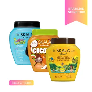Skala Brazilian Shine Trio Conditioner Haircare 3×1000g Deep Hydration Natural Shine Vegan Cruelty-Free Paraben-Free for Curly Wavy Hair