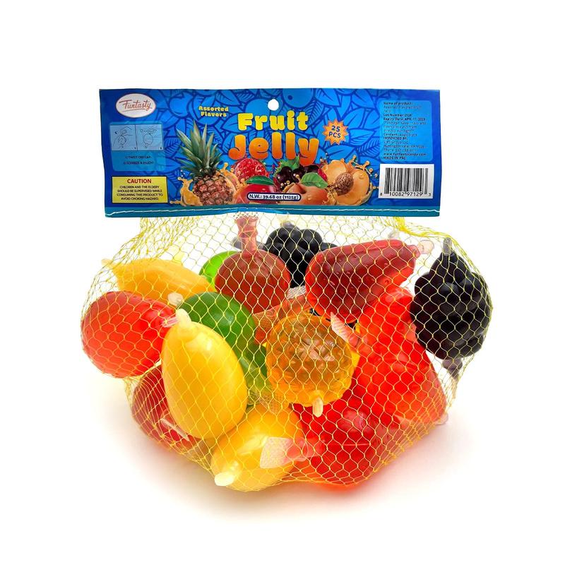Squeezable Fruit Jellies Candy - 25 Count Bag - Assorted Flavors Snack Dessert