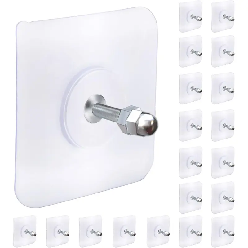 Adhesive Hooks Heavy Duty,Wall Hooks for Hanging,Screw Free Sticker,Seamless Screws for Wall Mount,2 in 1 Reusable for Kitchen,Bathroom,Home,Office White Self Adhesive Hooks(20 counts, 16mm) Organiser Shelf