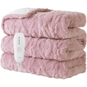Soft 50"x60" Heated Electric Throw Blanket with 5 Heating Levels & 3 Hours Auto-Off Machine Washable Pink