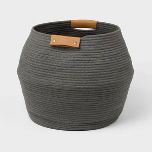 Coiled Rope Belly Basket Charcoal Gray - Brightroom™