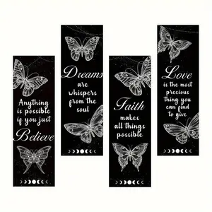 Butterfly Pattern Wall Decor, 4 Counts/set Inspirational Quotes Wall Art, Rustic Encouragement Signs for Home Decor Wall Bathroom Bedroom