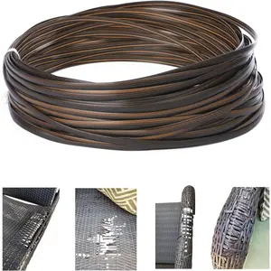 480 Ft Wicker Repair Kit, Plastic Wicker Repair Supplies, Gradient Dark Brown with Visible Mixed Color Stripes, Synthetic Rattan Replacement Material for Patio Furniture Repair